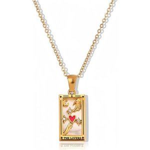 Tarot Card Necklace 18k Gold Plated Tarot Cards Pendant Necklace Vintage